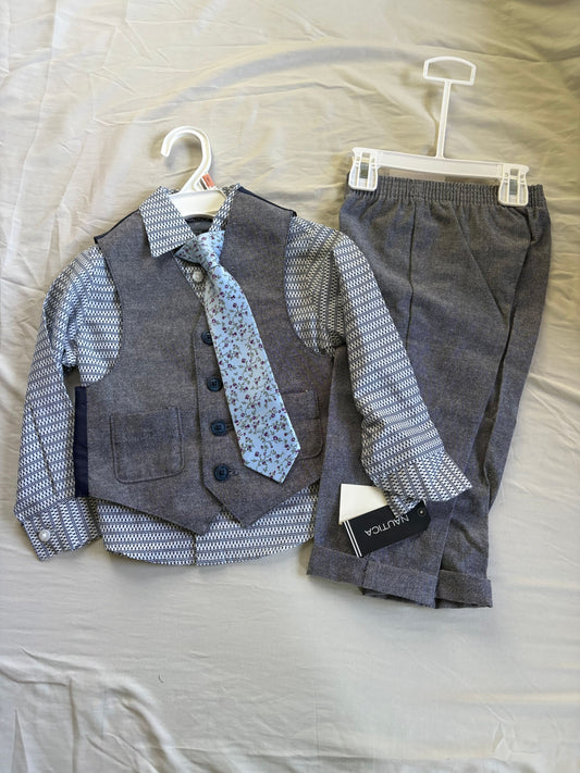Nautical, 2T, 4 piece suit NWT, dress pants, vest, tie and dress shirt 2T
