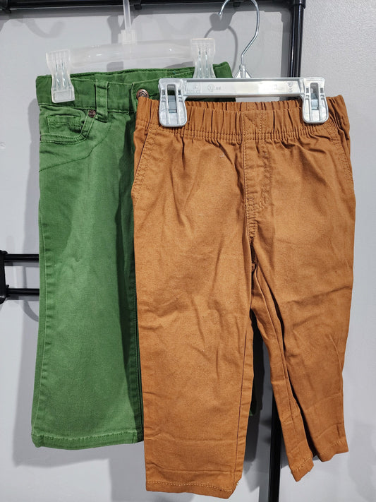 Childrens Place & Carters Pants Green Jean & Tan Dress pants 24 Months