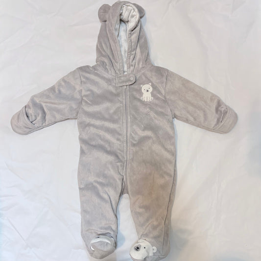 Carters size 6m soft gray snowsuit with feet 6 Months