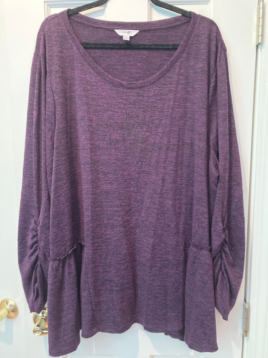Terra & sky 2xl ruched long sleeves Faux front pocket accents tapered hem Women's - XXL