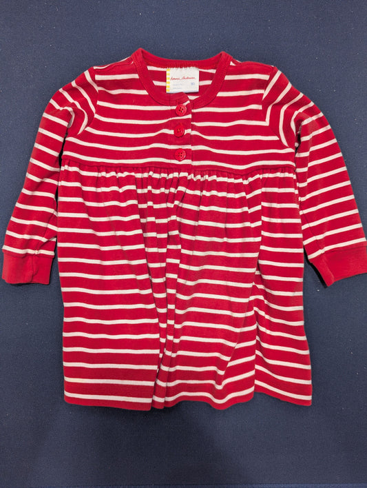 Hanna Andersson Hanna Andersson 2T Red & White Striped Dress with Long Sleeves 2T