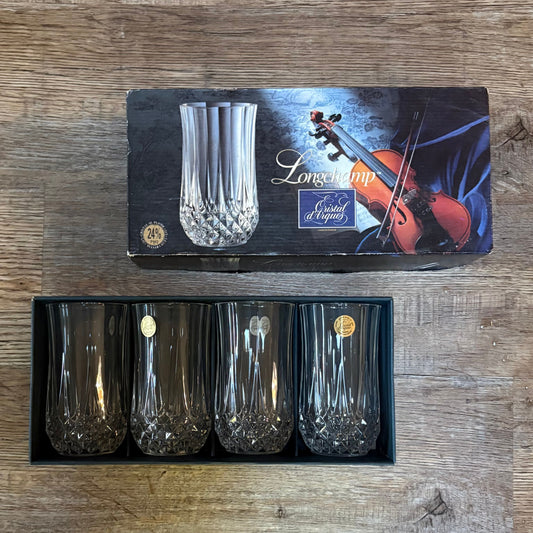 4 drinking glasses NEW in box Old stock, these are heavy. Box in ok shape. Kitchen
