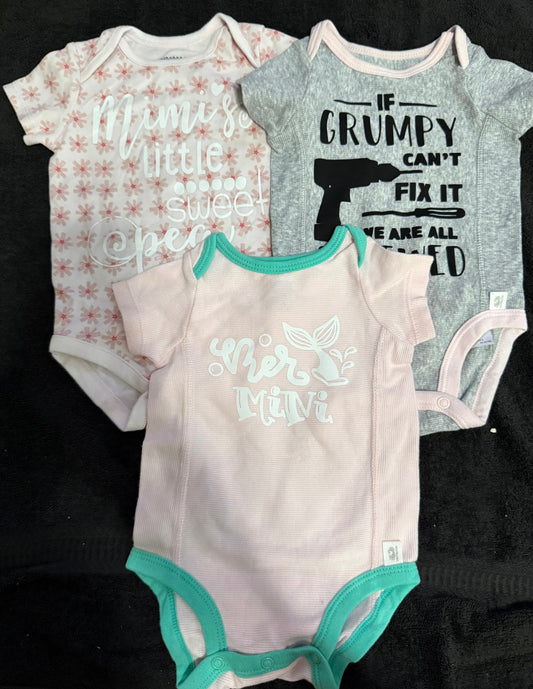 6-12 month, 3 pack onesies -handmade sayings- 6-12 month, 3 pack onesies -handmade sayings- 6 Months
