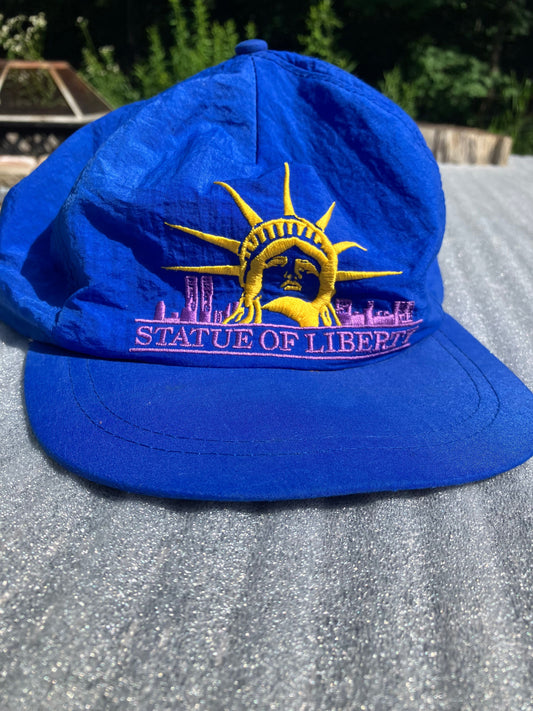 Statue of Liberty Gift Center - vintage 90s Hat Royal blue w/ NYC landscape Hat