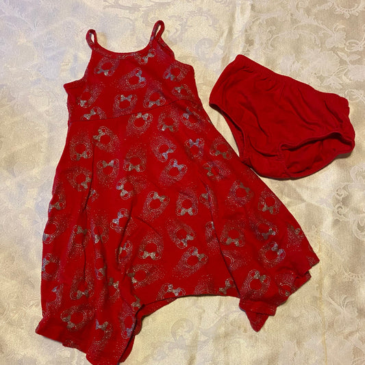 Disney, Limited Edition, 24m red and silver Minnie mouse dress set 24 Months