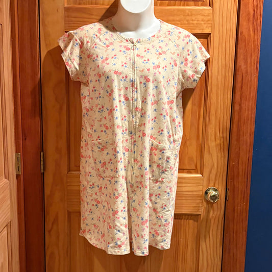 Charter Club Intimates Yellow flowered zip up house coat robe Women's - L