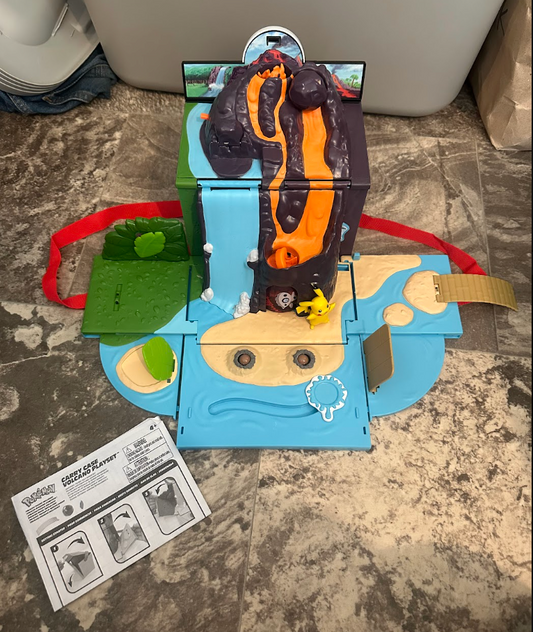 Pokemon Carry Case Volcano Playset w/ Directions Lots of Interactive Parts! Comes with Pikachu and Fits Many Other Figures and Animals
