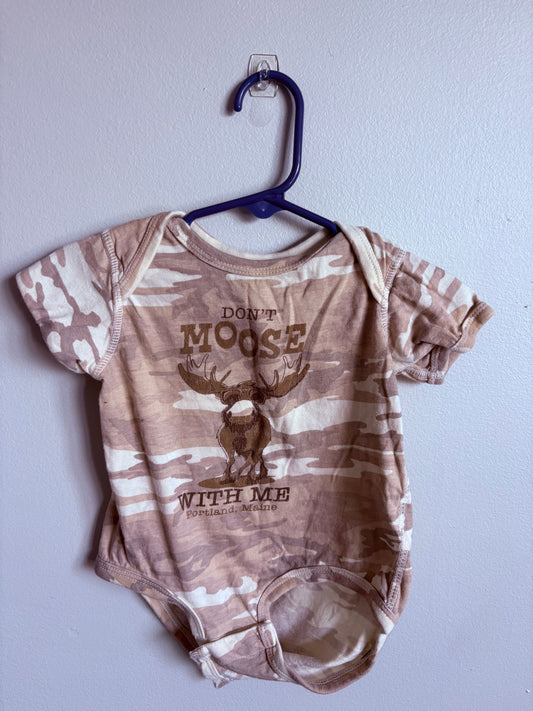 Portland Maine Baby Onesie Don't Moose with Me, Camo 18 Months