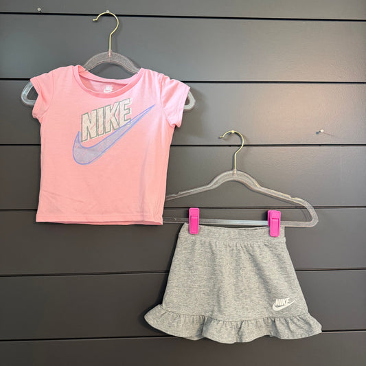 Nike Shirt and skort, pink and gray 24 Months