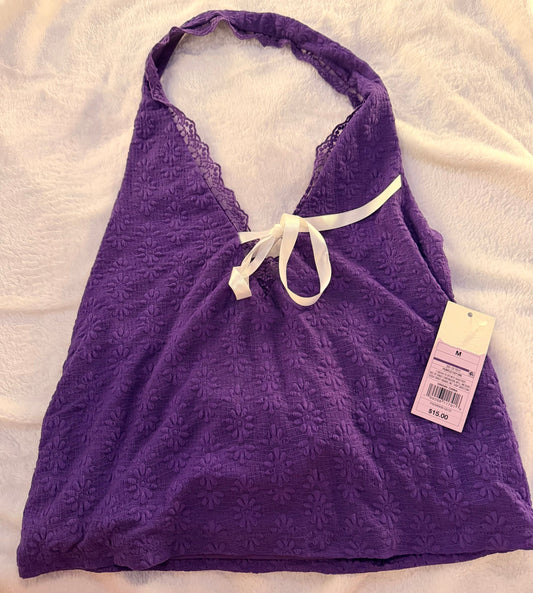 Wild Fable Wild Fable Womens Lace Purple Halter Top w/white bow NWT Women's - M