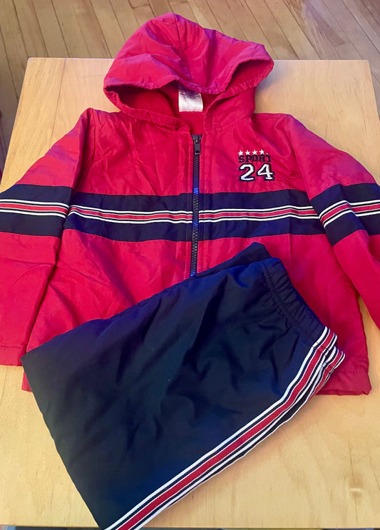 Park Bench Kids Fleece line wind breaker and matching fleece lined pants 3T