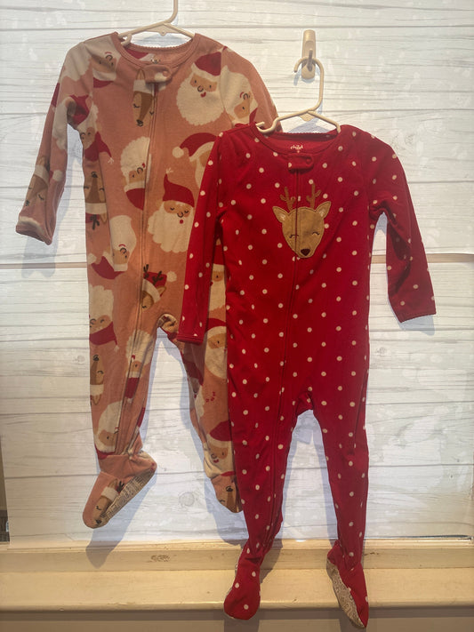 Carters Carters girls holiday fleece footie pajamas 2T
