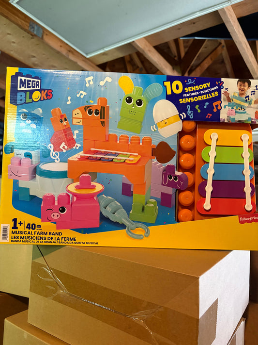 Mega Blocks Mega Farm Band, build instruments new in box Building
