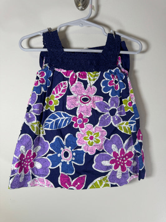 Small Wonders Navy/Pink/Purple Floral Tank Dress 3 Months