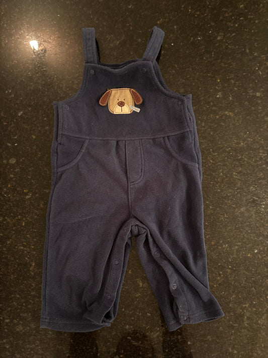 Carters Fleece blue overalls puppy dog size 12m 12 Months