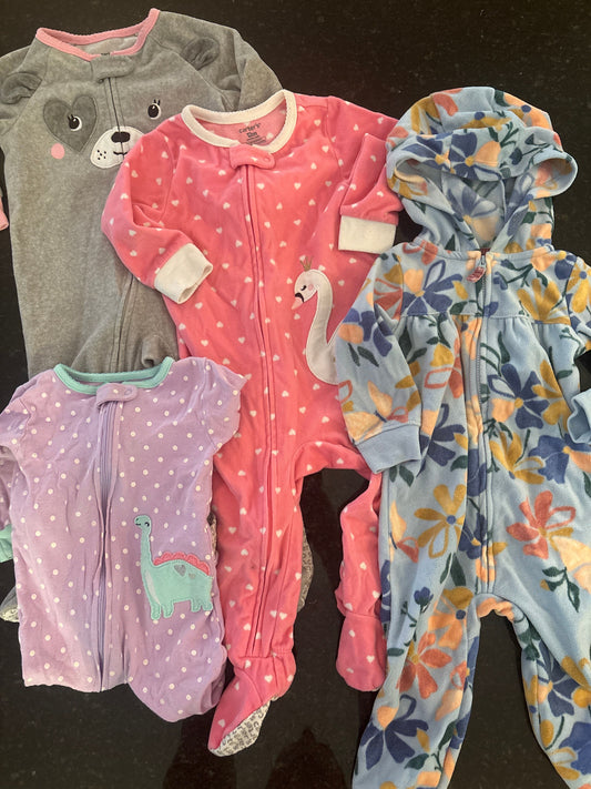 Carters 2 fleece footie pj, 1 footie pj, 1 hooded zipper fleece 12 Months