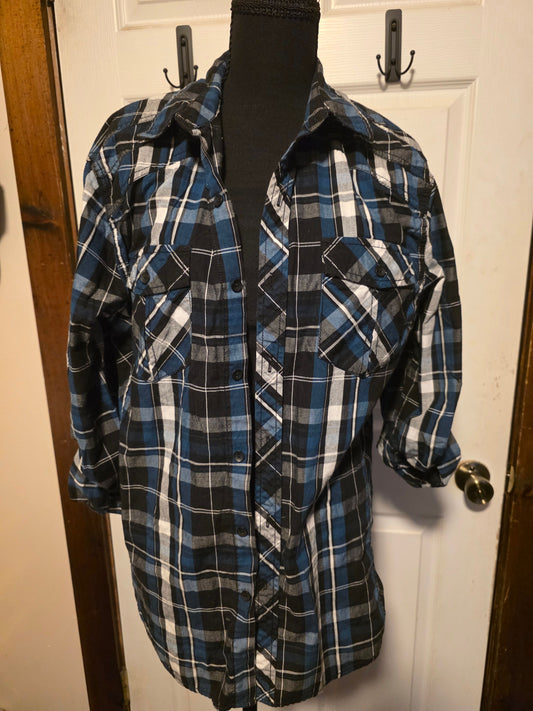 Chais Blue plaid button up mens shirt size m Men's - M
