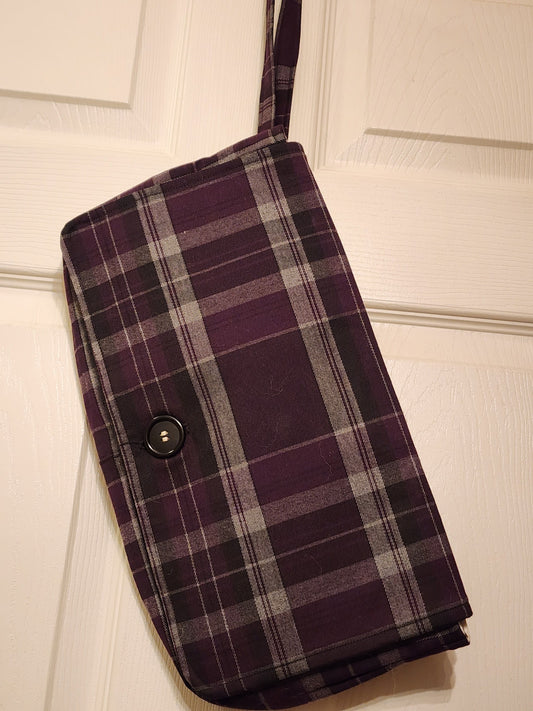 Oversized clutch Purple & Black Plaid Purse