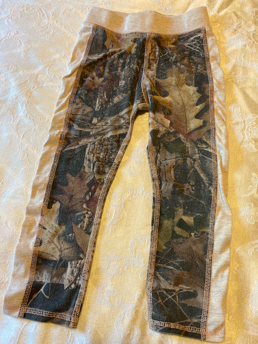 Bass Pro Shops, 4t, camo pants with tan elastic waist and stripes down the sides 4T/4