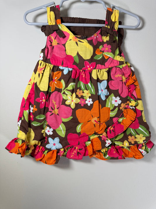 Gymboree Brown Floral Wrap Look Tank Dress 3 Months
