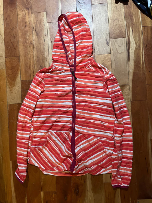 Exofficio Orange striped light weight full zip hoodie in good condition Women's - L