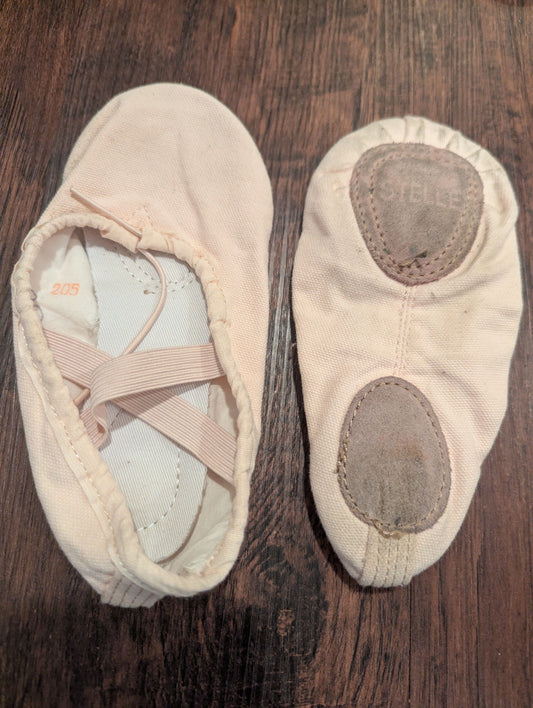 Stelle Pink Canvas Ballet Slippers, Size 13 Split Sole, Elastic Tie Front 13 (Lil' Kid)