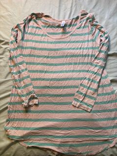 Lularoe  Lynnae Top Longsleeve- pink and aqua stripe Women's - L