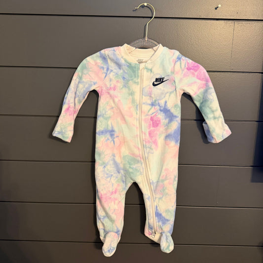 Nike Fleece Sleeper, pink/teal/blue tie dye 6 Months