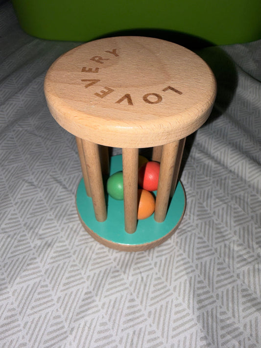 LoveEvery Montessori Rolling Rattle Wooden Rattle Infant
