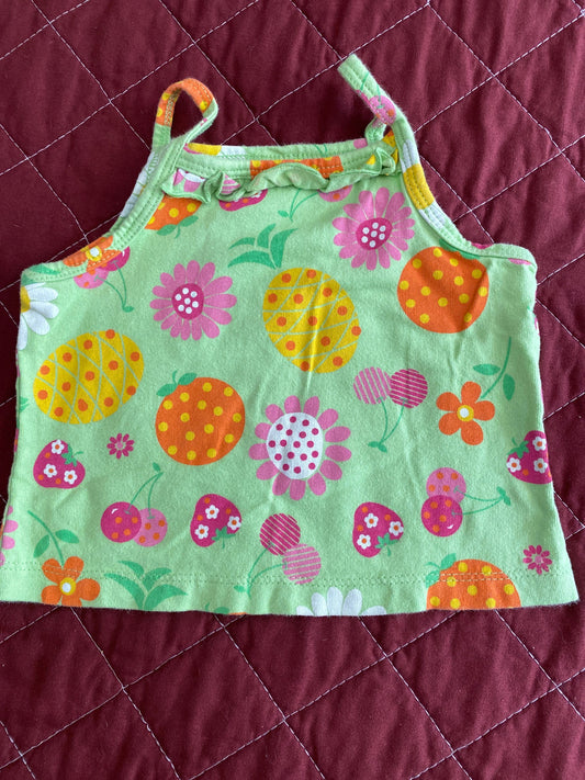 Wonderkids, 12m fruit and floral green tank top shirt 12 Months