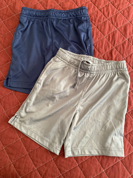 Athletic works xs 4-5, blue and gray shorts, elastic waist, drawcord inside, driworks, breathable 4T/4
