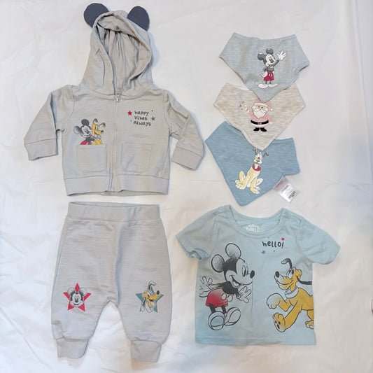 Disney Baby 3 drool bibs and 3 piece outfit 6 Months