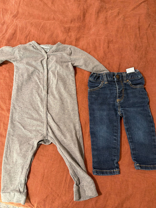 Imps and elfs Carters jeans and one piece 12 Months