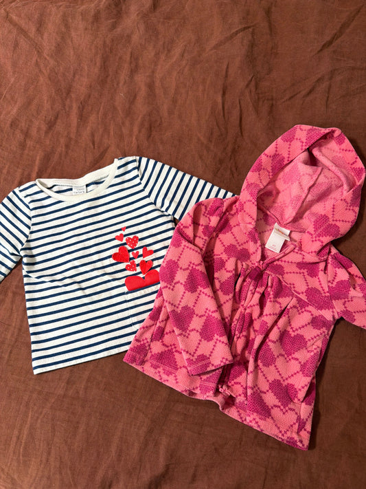 Carters Heart top and zip hoodie 2T