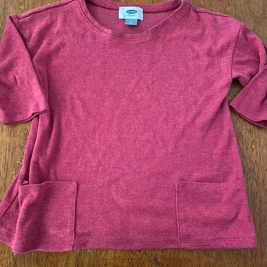 Old Navy Pink 3/4 sleeve shirt top w pockets 5 5T/5