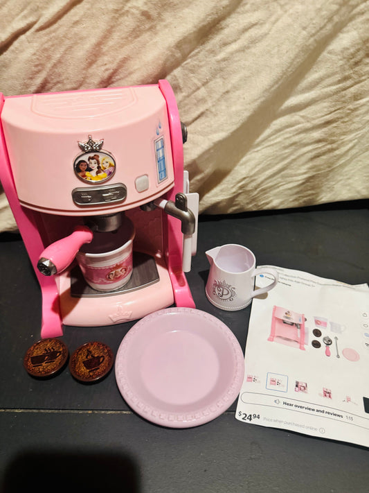 Disney Princess Style Collection Toy Espresso Machine for Kids, Coffee Maker Play Pretend Toy