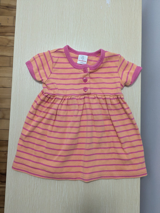 Hanna Andersson Hanna Andersson Girls 6-12 Months Orange Dress with Pink Stripes 6 Months