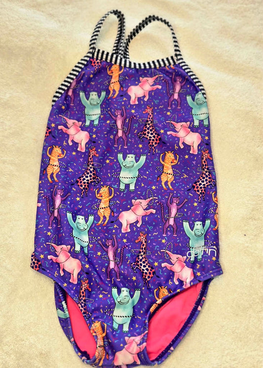 Little Dolfin Girls' Size 6 One-Piece Purple Zoo Animal Swimsuit 6