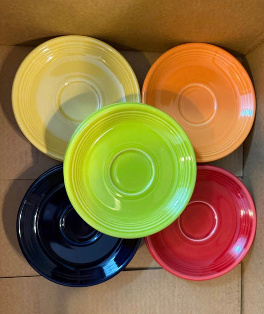 10 Fiesta Saucers in Great Condition-Minor Wear 2010 Scarlet, Lemongrass, Colbalt, Tangerine, Sunflower Kitchen