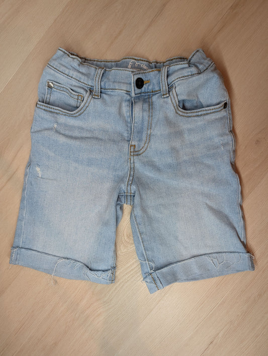 Art class Bermuda jean shorts, S 6-7 Light blue denim Bermuda shorts, folded frayed hem 6
