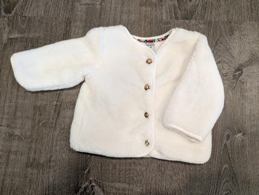 Carter's White Fuzzy Sweater/Light Jacket Button-front 9 Months