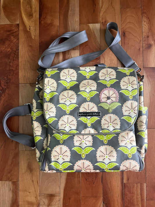 Penelope Picklebottom diaper bag In good condition, gray with cream flowers Potty and Diapering