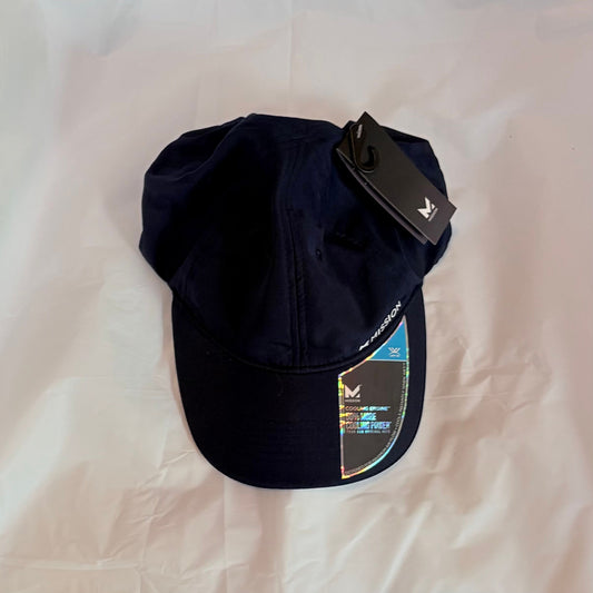 Mission cooling hat you wet it down and it cools navy blue NWT UPF 50 adjustable back Hat