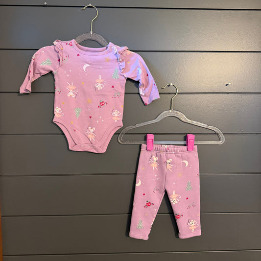 Garaminals Onesie and pant, purple mouse fairy 3 Months