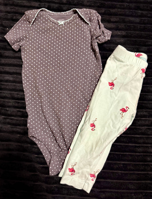 Carters gray and teal flamingo outfit set, 12m Carters gray and teal flamingo outfit set, 12m 12 Months