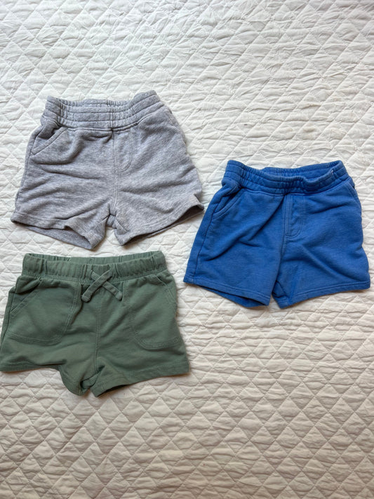 Carter's & Garanimals Gray, blue, green soft shorts 24 Months