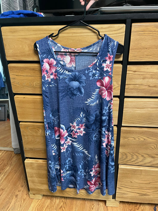 SJS Blue floral dress Women's - L