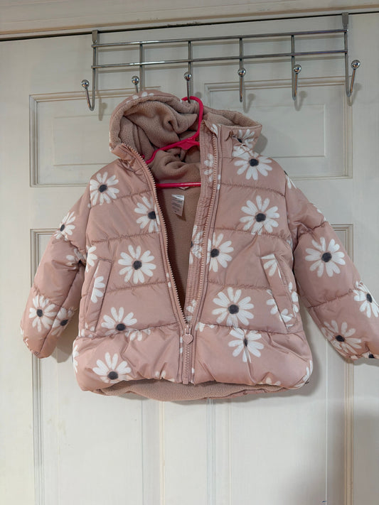 Simple joys by carters Dusty pink with daisies winter jacket 2T