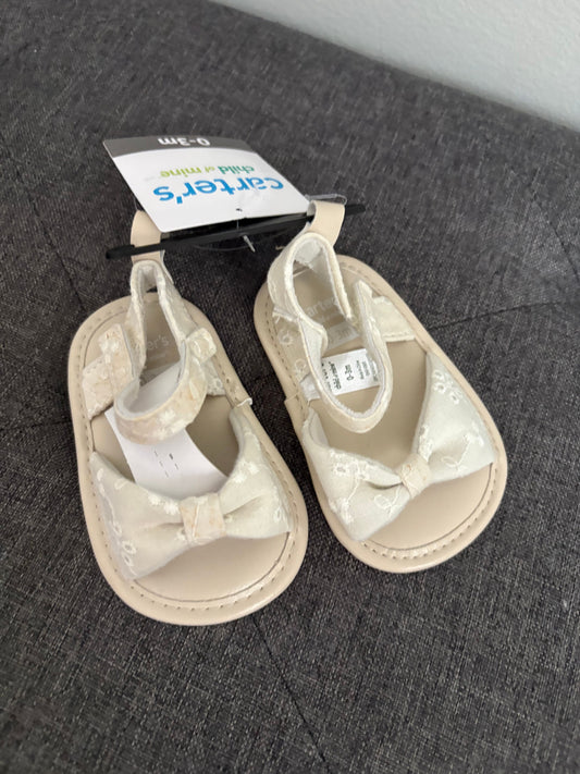 Carters New with Tags White Baby Girl Sandals Size 0-3 Months 0 (Infant Shoe)