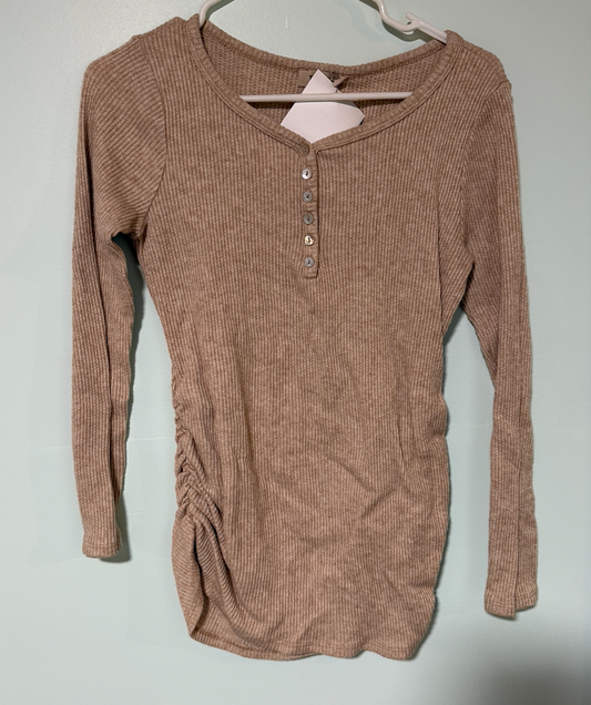 Full Moon Tan long sleeve maternity shirt Women's Med 8-10